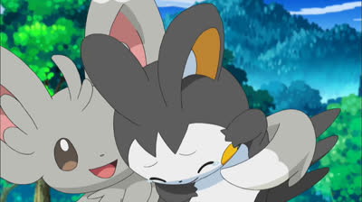 Minccino Tickles Emolga - Pokemon Black & White